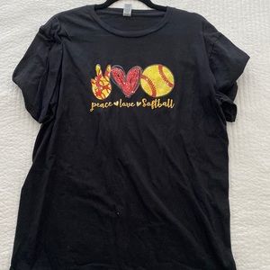 Peace, love and softball shirt, L
